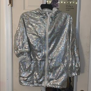 Holographic rave jacket zip up with hood